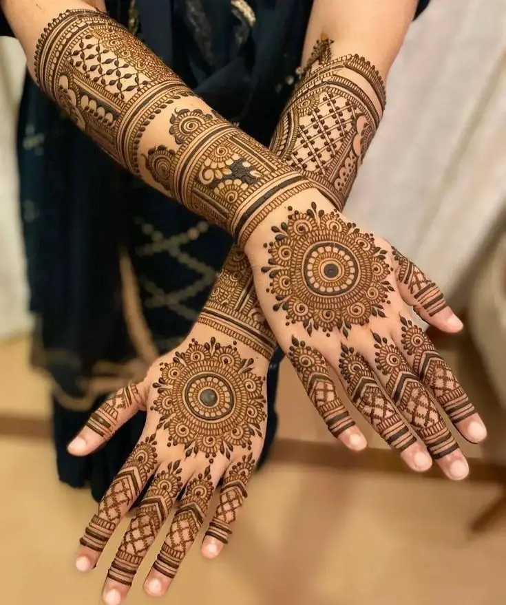 Back full hand Bridal mehndi design