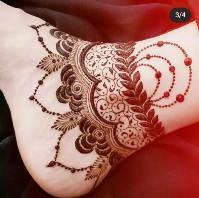 Leg Mehndi Design Side Only